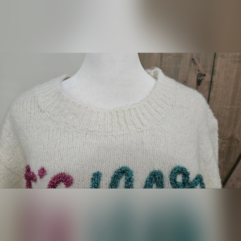 BIBI "It's My Birthday" Sweater Top Tinsel In Ivory/pink/green. Size Small - Picture 11 of 14